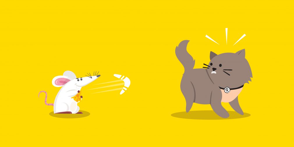 mouse with return boomerang