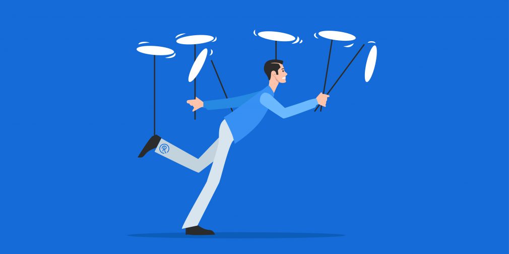 man spinning plates