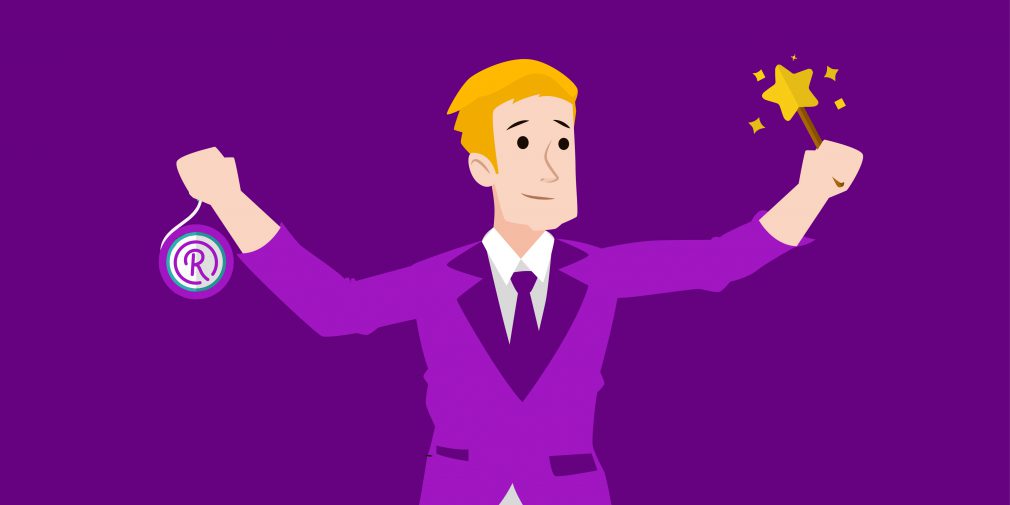 man in suit with yoyo and wand