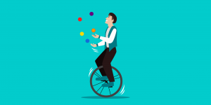juggler on unicycle